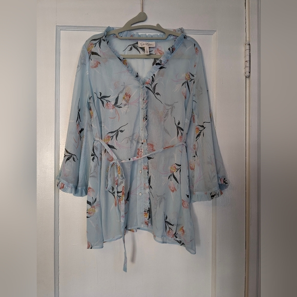 Jessica Simpson Sheer Floral Maternity Blouse Top, Sz. SMALL - Picture 4 of 8